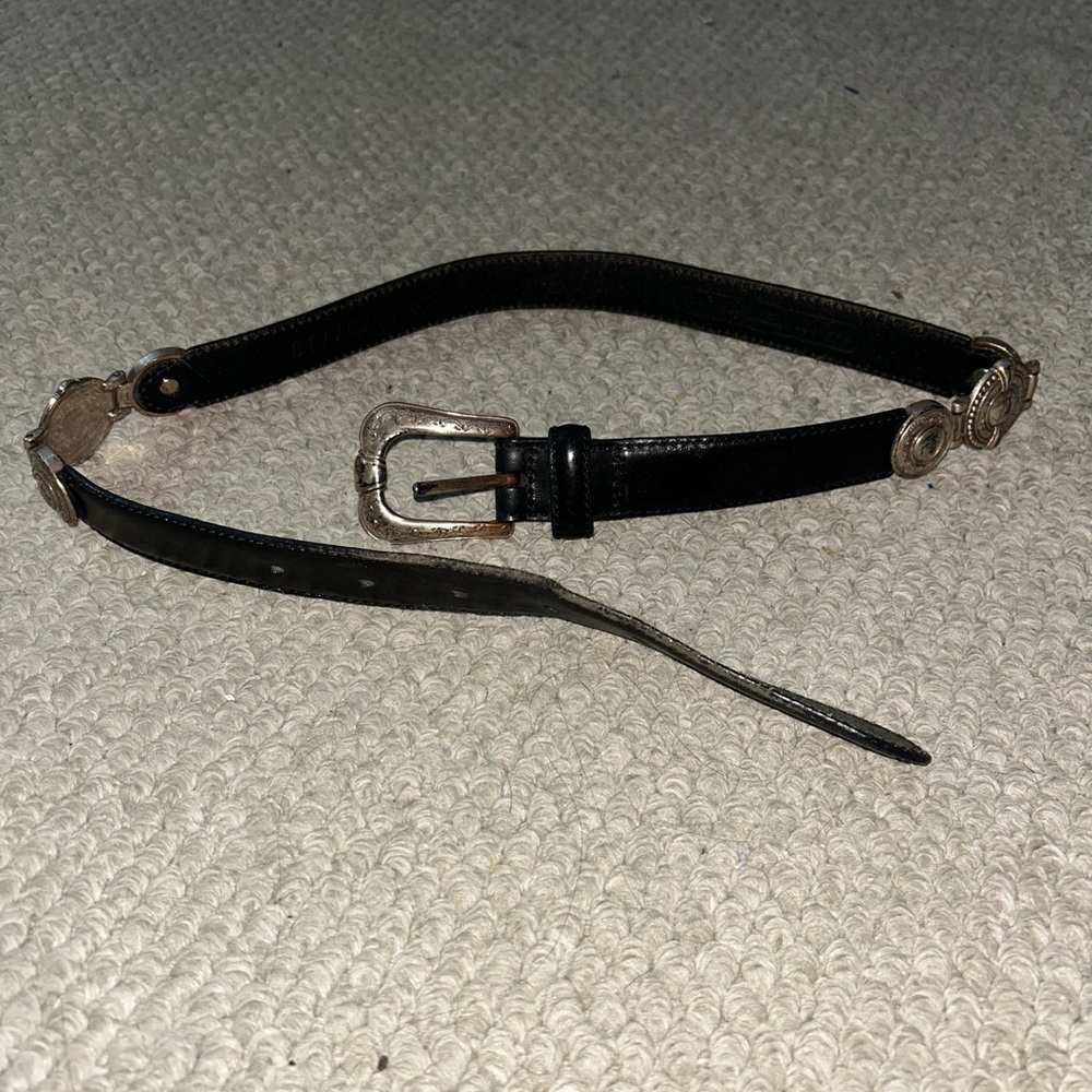Black fossil belt with metal accents